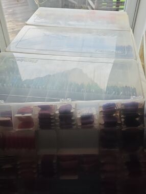 Clear Plastic Organizer 4  Boxs Storage with Assorted  Colored Spools Embroidory